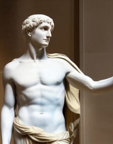 A statue of one male