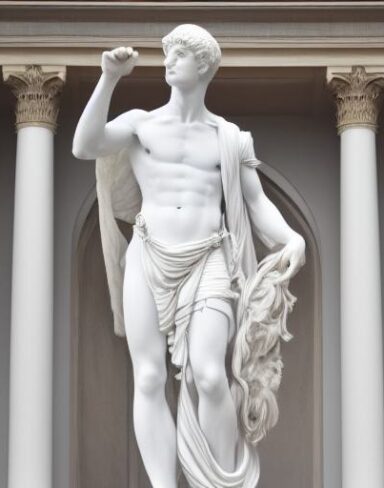 A white statue of a man