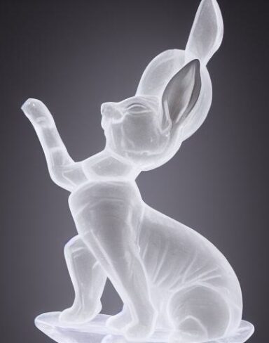 An ice sculpture of a bunny