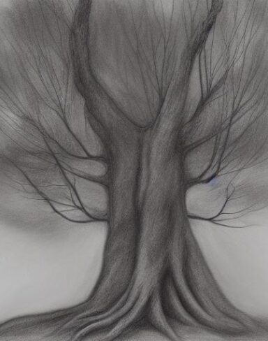 Charcoal drawing of a tree