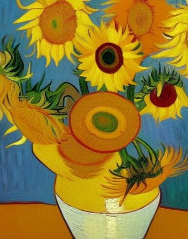 Painting of different sunflowers