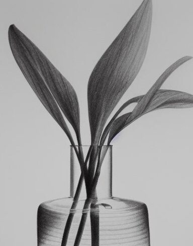 Pencil drawing of a plant in vase