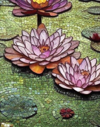 Some flowers in a mosaic