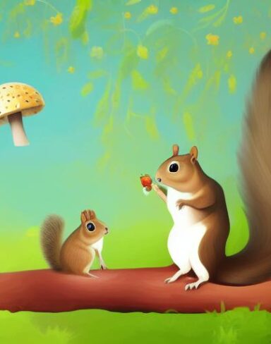Squirrel and a mushroom