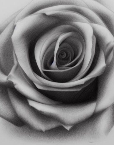 The black and white drawing of rose