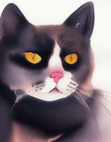 The watercolor drawing of a cat