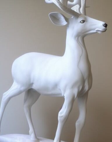 White sculpture statue of a deer