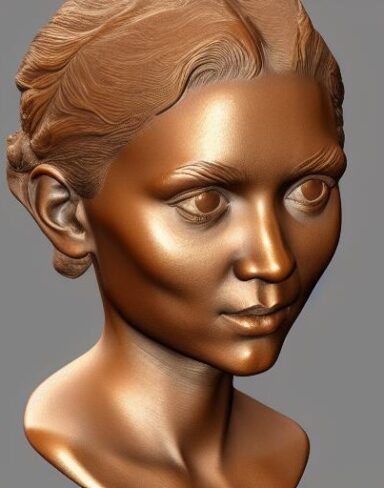 A bronze bust of one young lady