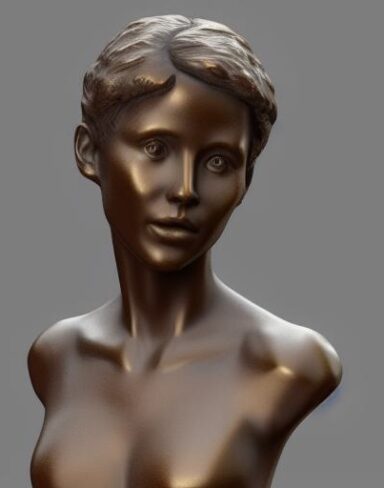 A bronze bust of one young lady