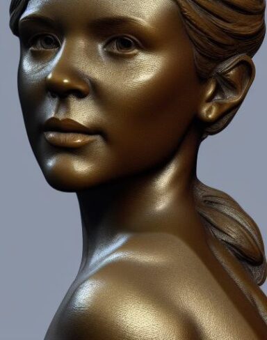 A bronze bust of one young lady