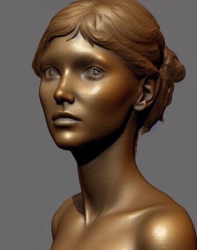 A bronze bust of young lady