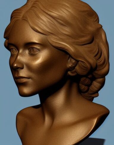 A bronze bust of young lady