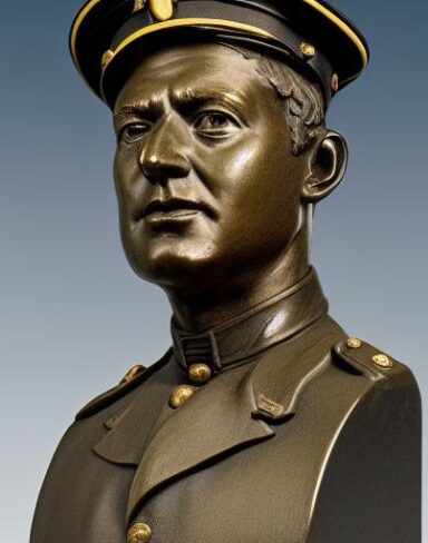 A bust of a military man in a military uniform