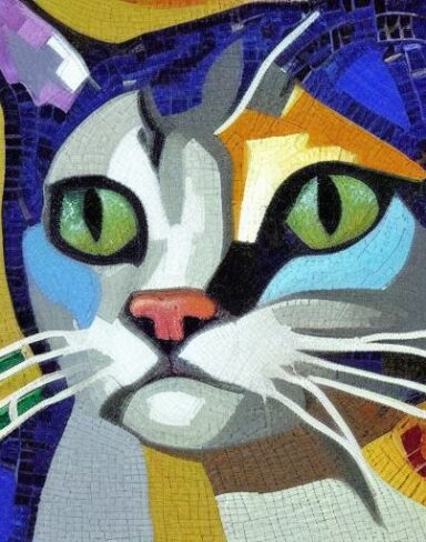 A close up of cat mosaic
