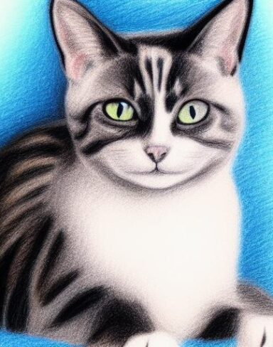 A crayon drawing of a cat