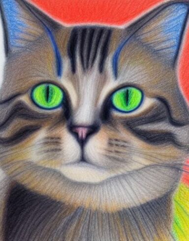 A crayon drawing of a cat