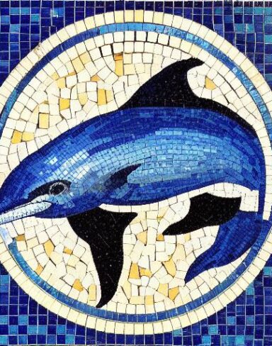 A dolphin swimming in the marine ocean inspired by Charles Ginner