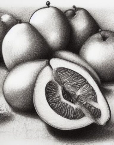 A drawing of some fruits