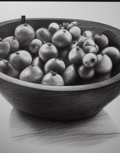A drawing of the fruit bowl