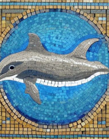 A mosaic of a dolphin