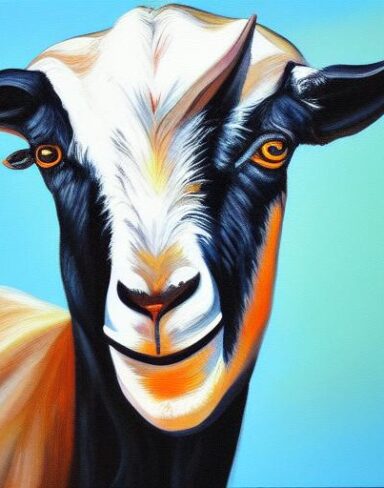 A painting of a goat
