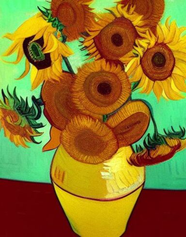 A painting of sunflowers