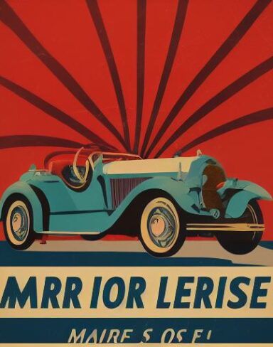 A vintage poster advertising a vintage car