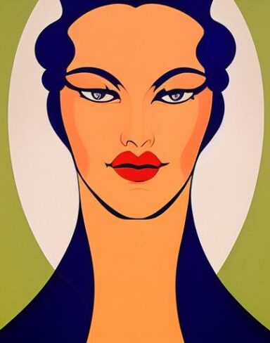 An art deco poster of a woman face