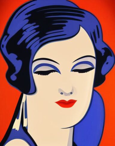 An art deco poster of a woman face