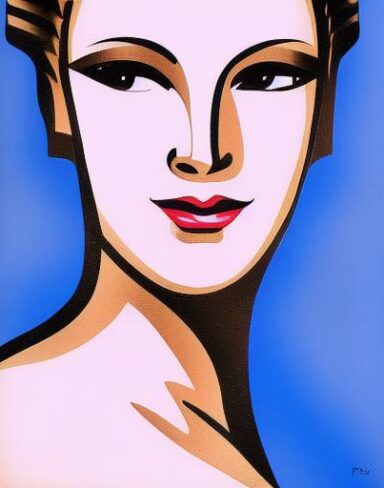 Art deco poster with a pretty woman face