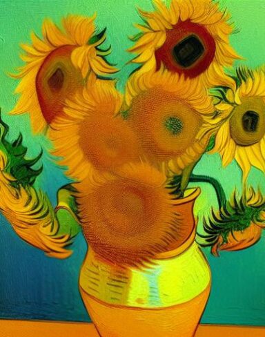 Art painting of some sunflowers
