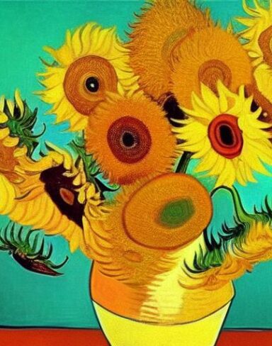 Art painting of sunflowers