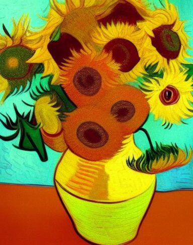 Art painting of sunflowers