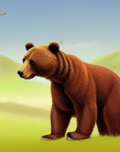 Brown bear on grassland