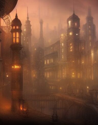 City under steampunk style