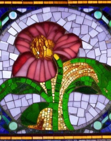 Close up of a flower on the mosaic