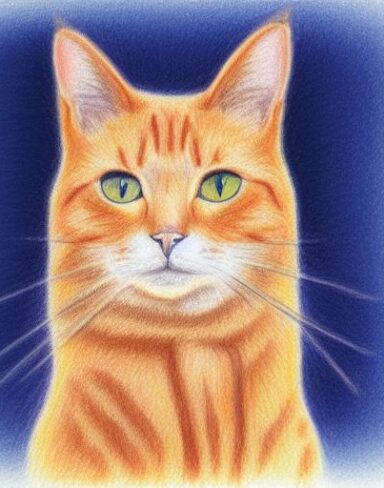 Crayon drawing of a cat