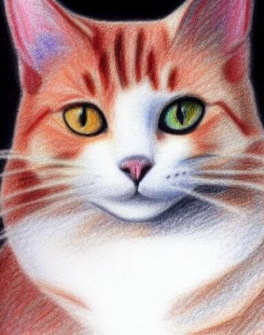 Crayon drawing of cat