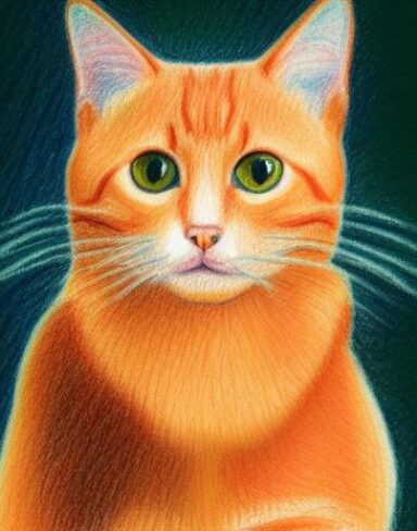 Crayon drawing of cat