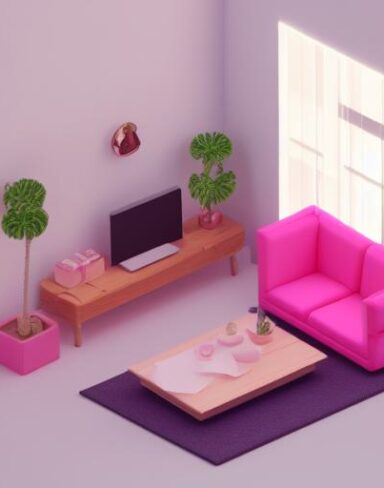 Cute isometric living room