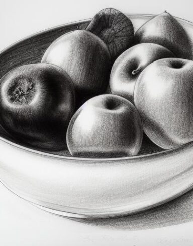Drawing of the bowl of fruits