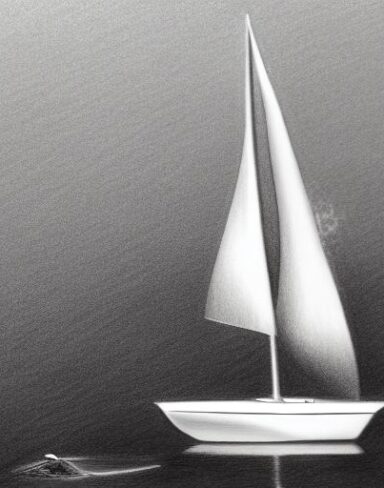 Pencil drawing of a sailboat in the water