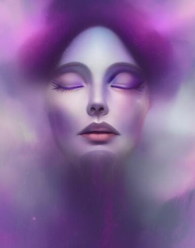 The artwork is a digital painting inspired by Amanda Sage