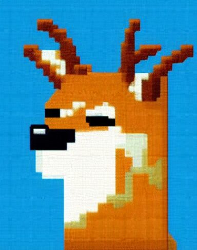 The deer with blue background