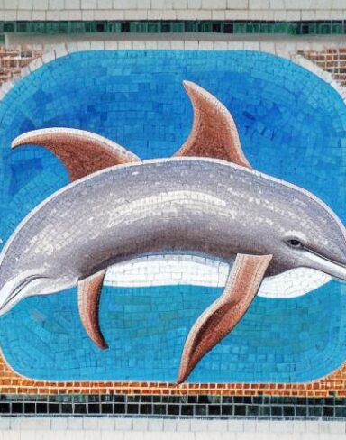 The mosaic of a dolphin in the costal inspired by Charles Ginner