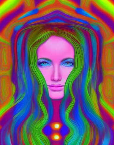 The painting of a woman with long hair