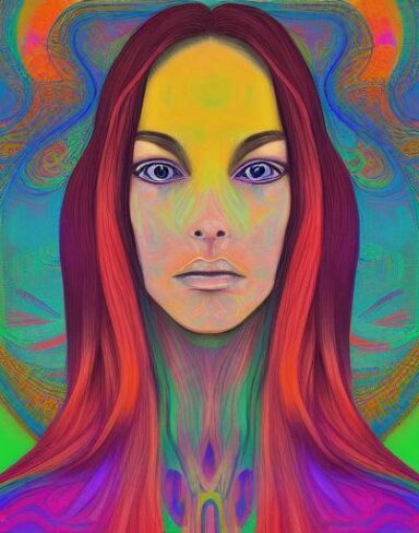 The painting of a woman with long hair