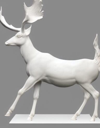 The white statue of a deer