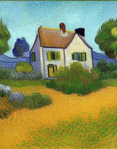 Van gogh painting of a house in a garden