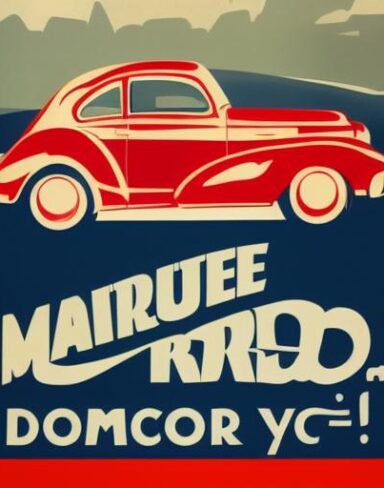 Vintage poster advertising a car